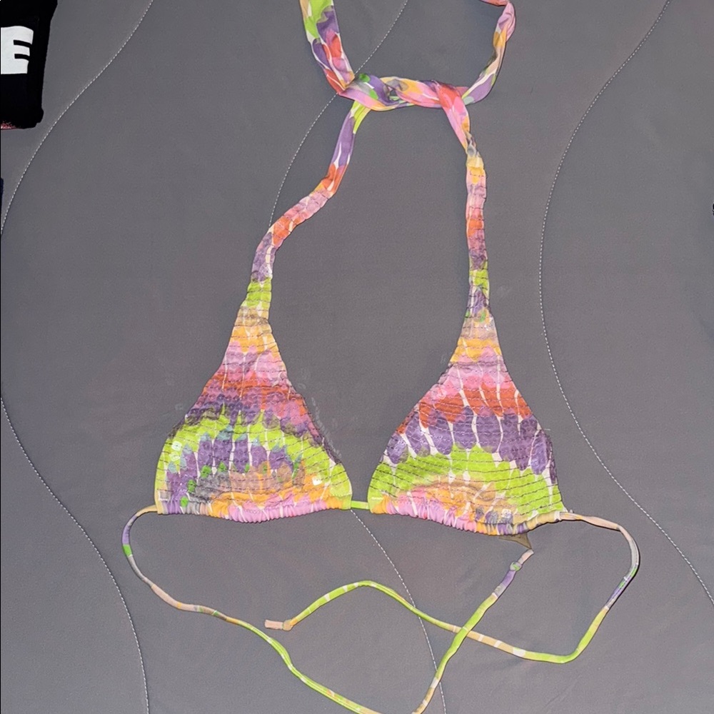 Colorful Tie-Dye Sequin Bikini Top